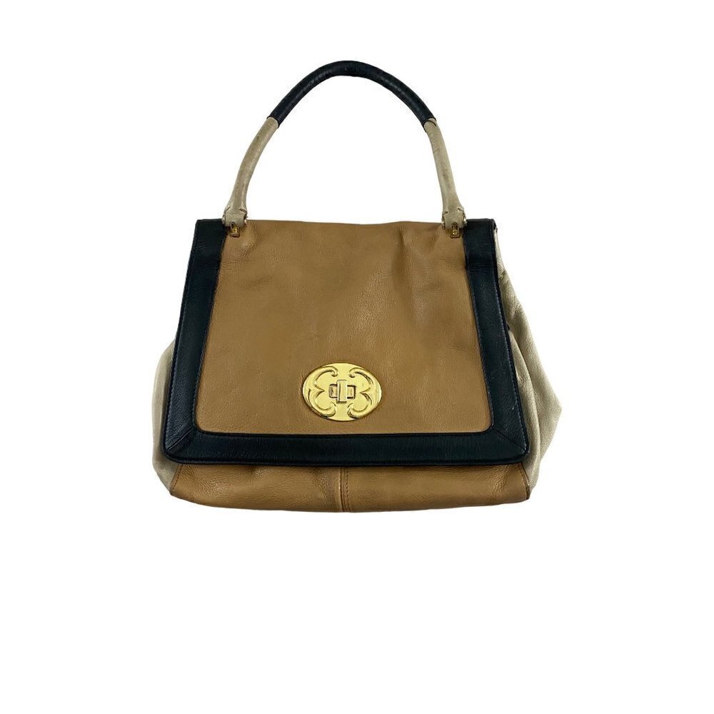 Emma Fox Women's Beige/ Brown Leather Hand Bag